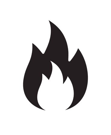 Vector flat black fire icon isolated on white backgroundのイラスト素材
