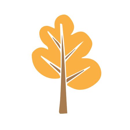 Vector hand drawn doodle sketch orange autumn tree isolated on white backgroundのイラスト素材