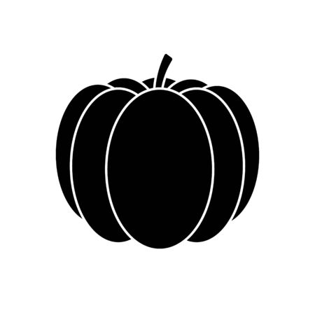 Vector flat black pumpkin icon isolated on white backgroundのイラスト素材