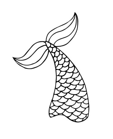 Vector hand drawn doodle sketch mermaid tail isolated on white backgroundのイラスト素材