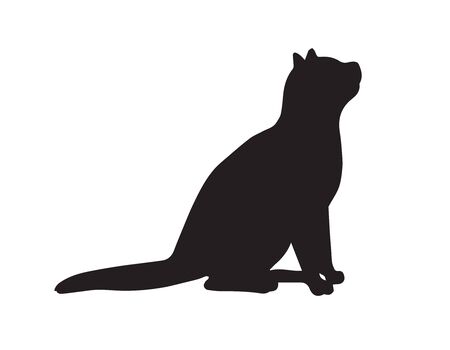Vector sitting cat silhouette isolated on white backgroundのイラスト素材