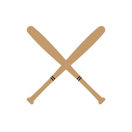 Vector flat cartoon crossed baseball bets isolated on white backgroundのイラスト素材