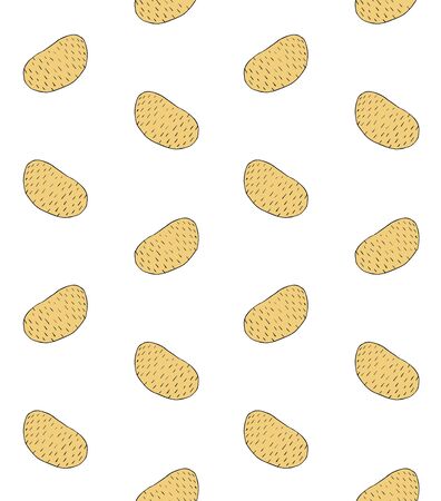 Vector seamless pattern of colored hand drawn sketch potato isolated on white backgroundのイラスト素材