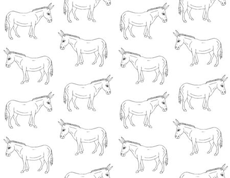 Vector seamless pattern of hand drawn doodle sketch donkey isolated on white backgroundのイラスト素材