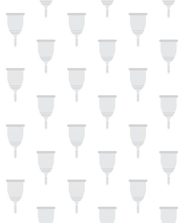Vector seamless pattern of flat cartoon gray woman menstrual cup isolated on white backgroundのイラスト素材