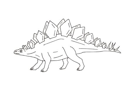 Vector hand drawn sketch doodle stegosaurus dinosaur isolated on white backgroundのイラスト素材