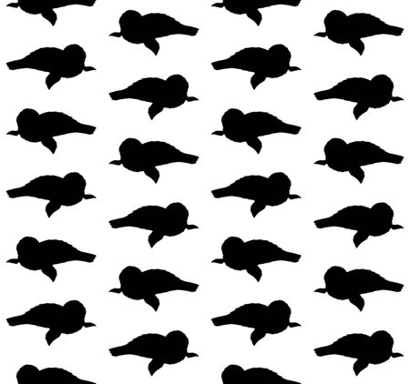 Vector seamless pattern of black baby seal silhouette isolated on white backgroundのイラスト素材