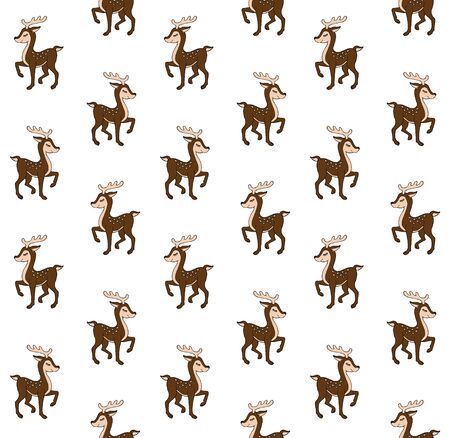 Vector seamless pattern of hand drawn doodle sketch colored baby deer isolated on white backgroundのイラスト素材