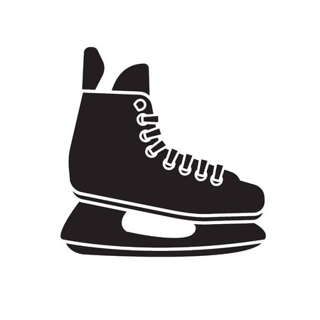 Vector flat black hockey ice skate isolated on white backgroundのイラスト素材