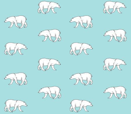 Vector seamless pattern of hand drawn doodle sketch polar bear isolated on pastel blue backgroundのイラスト素材