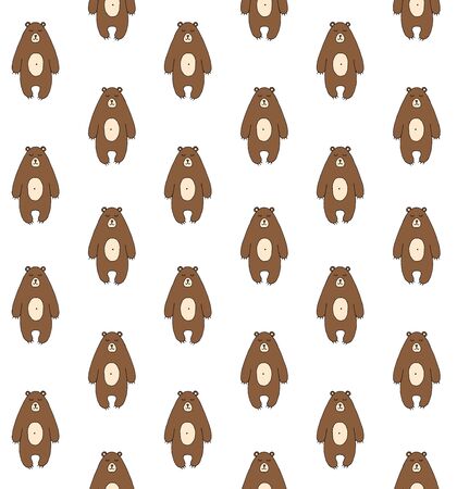 Vector seamless pattern of hand drawn doodle sketch brown bear isolated on white backgroundのイラスト素材