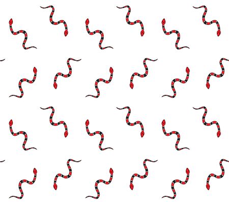 Vector seamless pattern of colored hand drawn doodle sketch coral aspid snake isolated on white backgroundのイラスト素材
