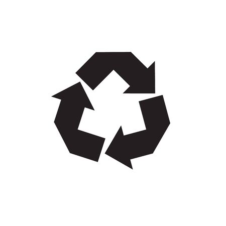 Vector black flat recycle sign symbol isolated on white background