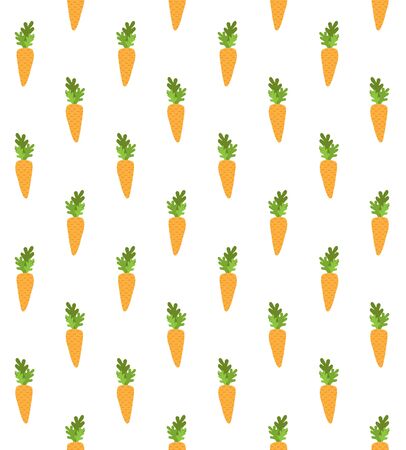 Vector seamless pattern of hand drawn doodle cartoon orange carrot isolated on white backgroundのイラスト素材