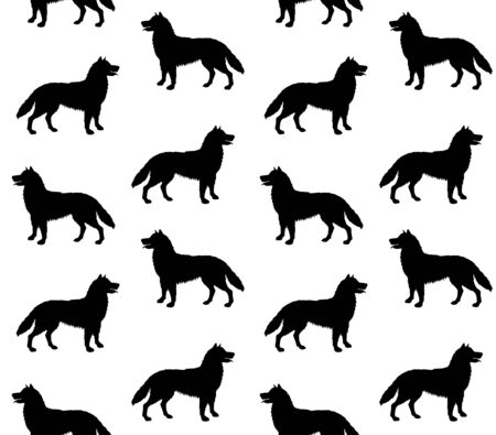 seamless pattern of black husky dog silhouette isolated on white backgroundのイラスト素材