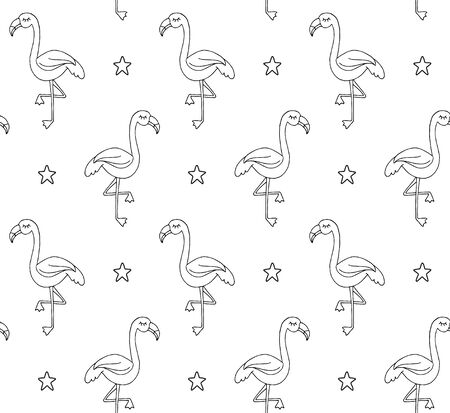 seamless pattern of hand drawn doodle sketch flamingo isolated on white backgroundのイラスト素材