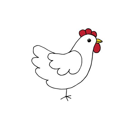 Vector hand drawn doodle sketch colored chicken isolated on white backgroundのイラスト素材