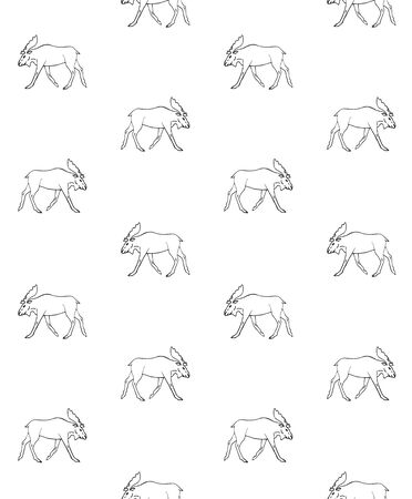 Vector seamless pattern of hand drawn doodle sketch moose isolated on white backgroundのイラスト素材