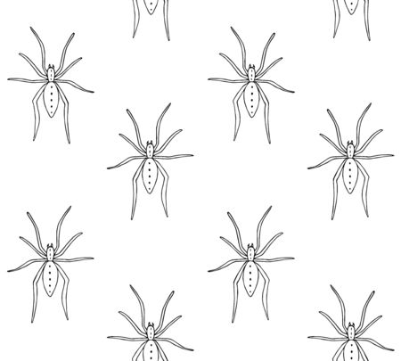 seamless pattern of hand drawn doodle sketch spider isolated on white backgroundのイラスト素材