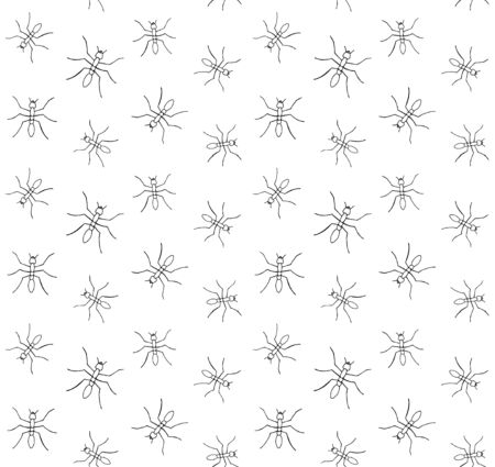 Vector seamless pattern of hand drawn doodle sketch ant isolated on white backgroundのイラスト素材