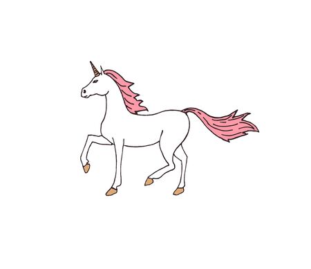 Vector hand drawn colored doodle sketch unicorn isolated on white backgroundのイラスト素材