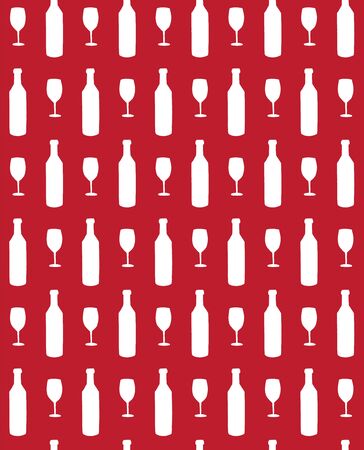 Vector hand drawn doodle sketch wine bottle and glass isolated on white backgroundのイラスト素材