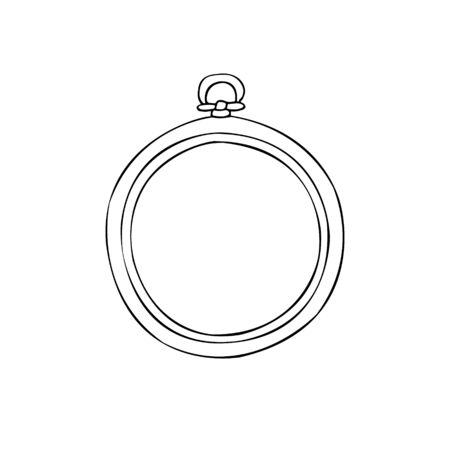 Vector hand drawn doodle sketch embroidery hoop isolated on white backgroundのイラスト素材
