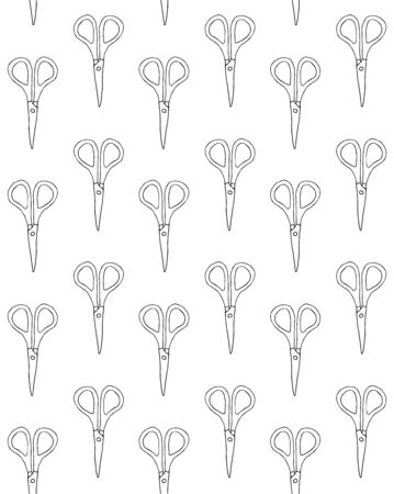Vector seamless pattern of hand drawn doodle sketch scissors isolated on white backgroundのイラスト素材