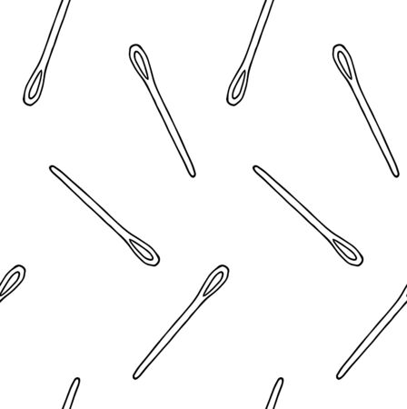 Vector seamless pattern of hand drawn doodle sketch sew embroidery needle isolated on white backgroundのイラスト素材