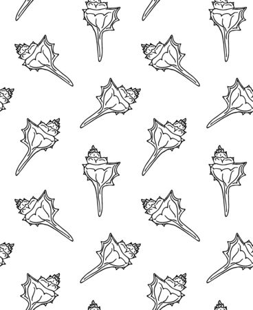 Vector seamless pattern of hand drawn doodle sketch shell isolated on white backgroundのイラスト素材