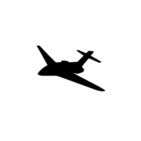 Vector black flying airplane plane silhouette isolated on white backgroundのイラスト素材