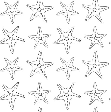 Vector seamless pattern of hand drawn doodle sketch sea star starfish isolated on white backgroundのイラスト素材