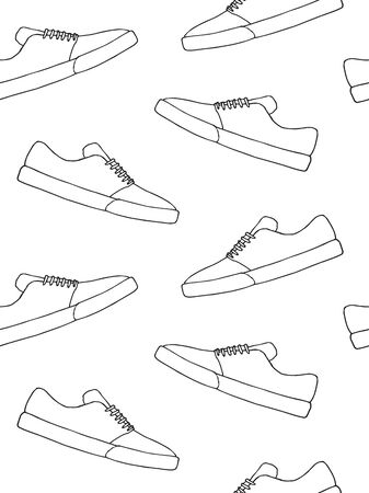 Vector seamless pattern of hand drawn doodle sketch skate sneaker shoe isolated on white backgroundのイラスト素材