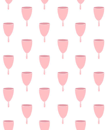 Vector seamless pattern of pink Hand drawn doodle sketch menstrual cup isolated on white backgroundのイラスト素材