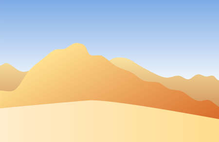 Vector colored flat landscape with sand and mountainsのイラスト素材
