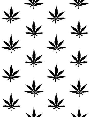 Vector seamless pattern of hand drawn hemp cannabis silhouette isolated on white backgroundのイラスト素材