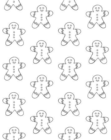 Vector seamless pattern of hand drawn doodle sketch ginger cookie isolated on white background