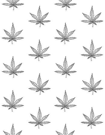 Vector seamless pattern of hand drawn doodle sketch hemp cannabis isolated on white backgroundのイラスト素材