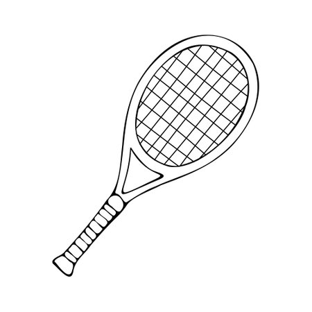 Vector hand drawn doodle sketch tennis racket isolated on white backgroundのイラスト素材