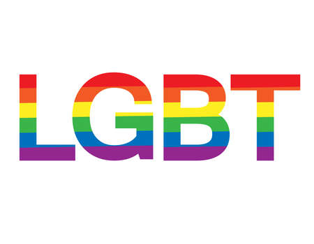 Vector flat lgbt rainbow flag lettering isolated on white backgroundのイラスト素材