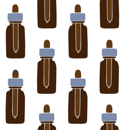 Vector seamless pattern of hand drawn doodle sketch colored oil essence bottle isolated on white backgroundのイラスト素材