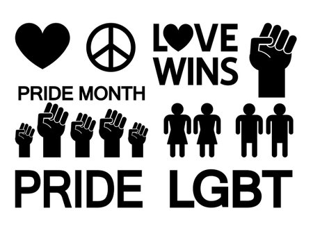 Vector set bundle of flat lgbt lgbtqia elements isolated on white backgroundのイラスト素材