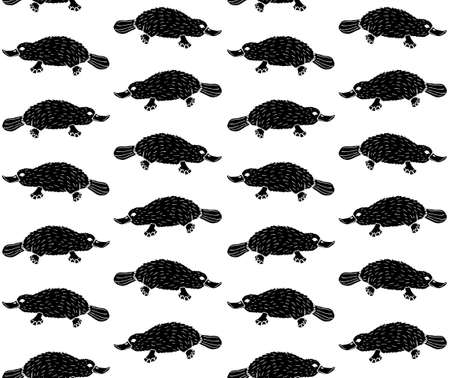 Vector seamless pattern of hand drawn doodle sketch black Platypus duckbill isolated on white backgroundのイラスト素材