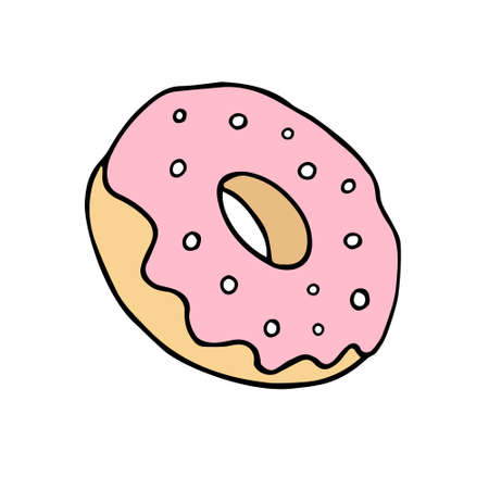 Vector hand drawn doodle sketch colored donut isolated on white backgroundのイラスト素材