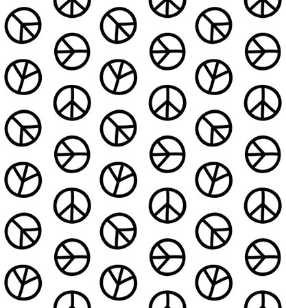 Vector seamless pattern of hand drawn doodle sketch peace sign isolated on white backgroundのイラスト素材
