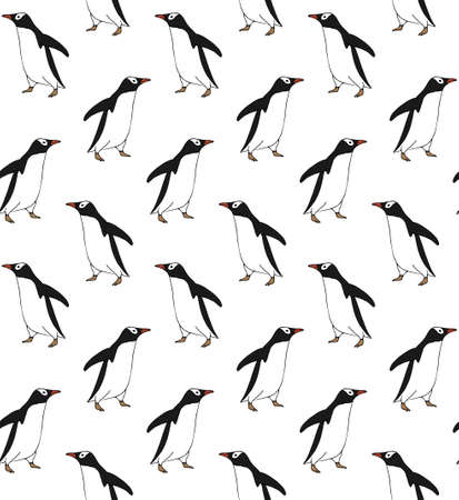 Vector seamless pattern of hand drawn doodle sketch penguin isolated on white backgroundのイラスト素材
