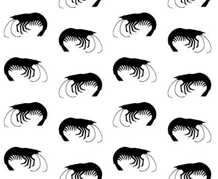 Vector seamless pattern of shrimp silhouetteのイラスト素材