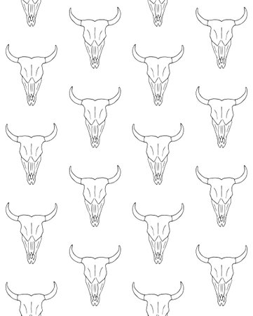 Vector seamless pattern of cow bull skullのイラスト素材