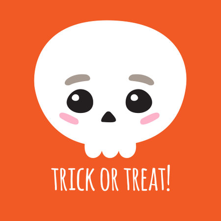 Vector Halloween cute skull and trick or treatのイラスト素材