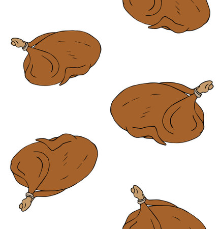 Vector seamless pattern of hand drawn turkeyのイラスト素材